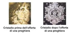 Cristalli d'acqua, prima e dopo una preghiera.